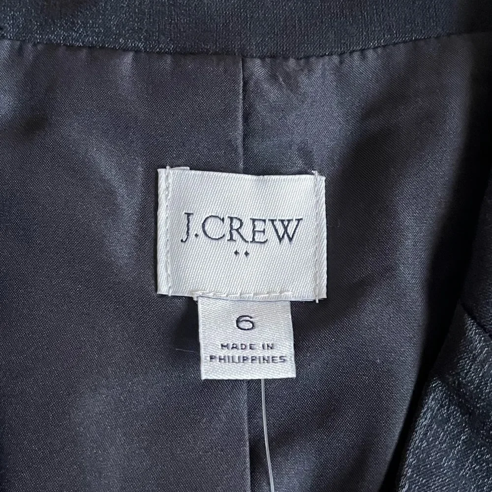 J Crew Women's Double Breasted Blazer Size 4 Lined High Shine Black Coat $220